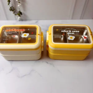 ظرف غذا دو طبقه استیل دو خانه