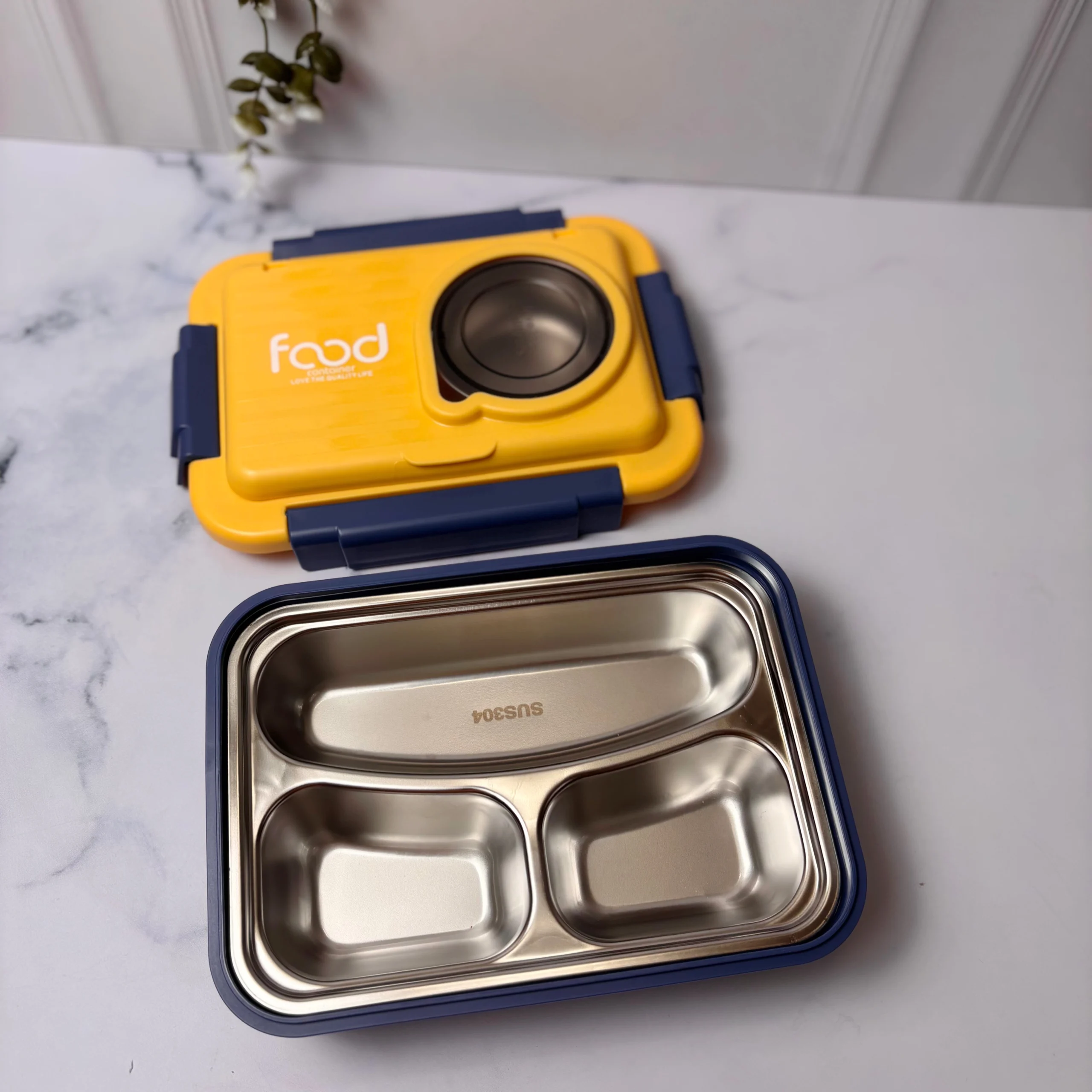 لانچ باکس استیل سه قسمتی کاسه دار