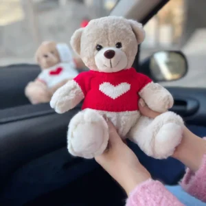 عروسک خرس لباس قلبی 20 سانت