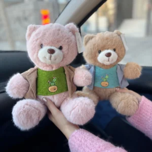 عروسک خرس نشسته لباس دار 25 سانت