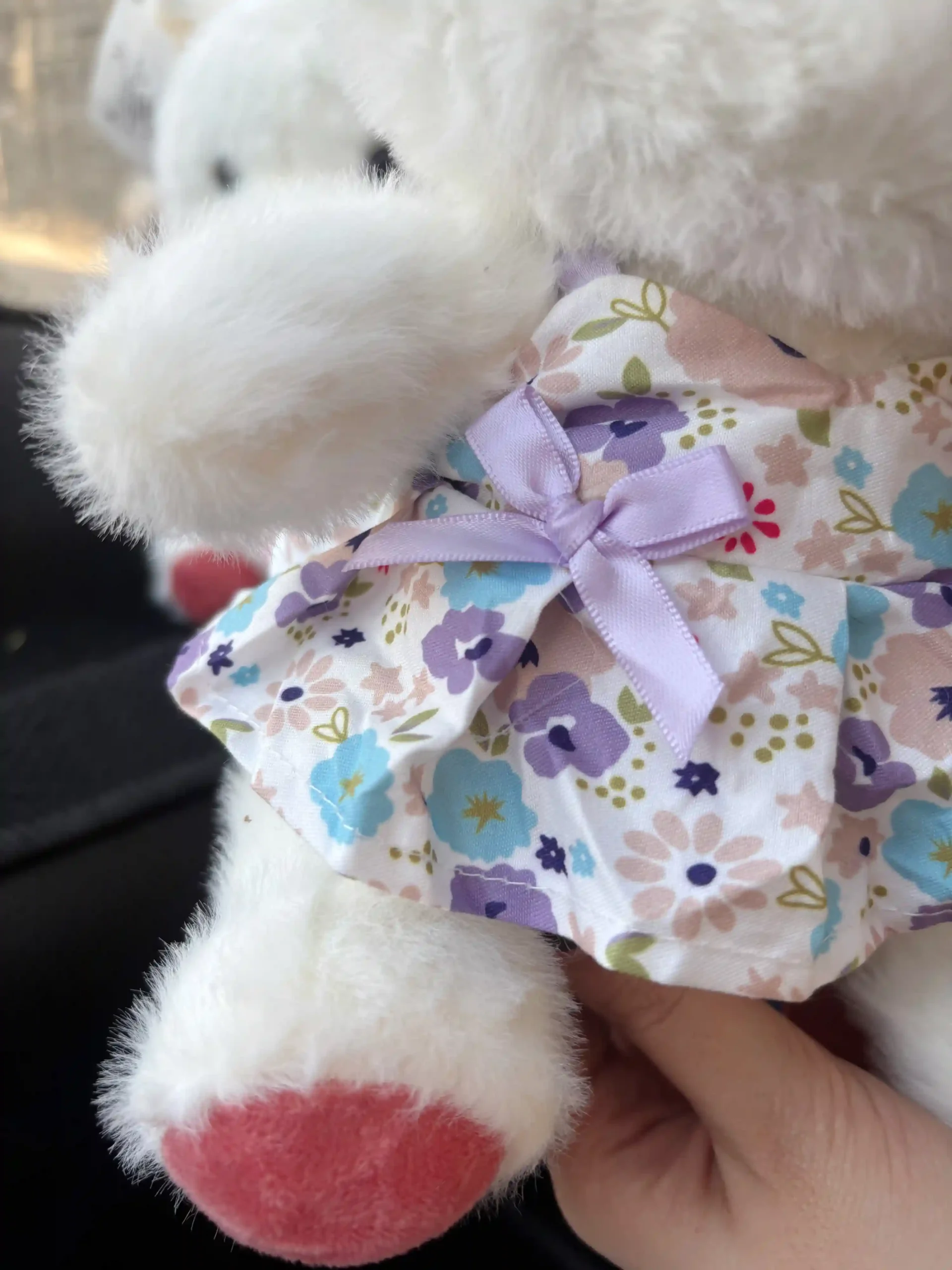 عروسک خرس لباس گلی 25 سانت