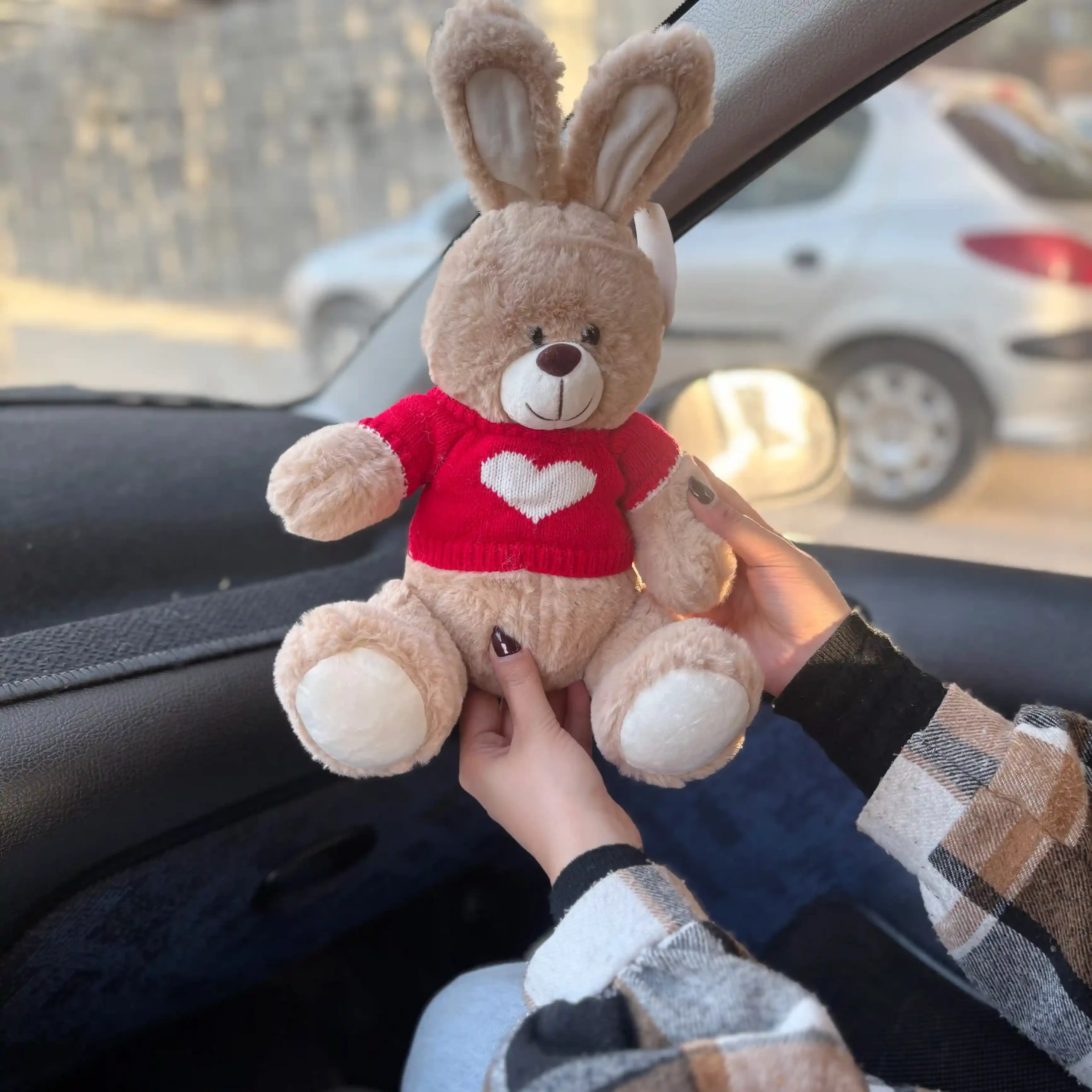 عروسک خرگوش لباس قلبی 35 سانت